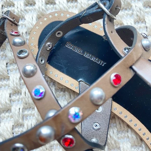 Isabel Marant Audrio Stud Multi-Strap Sandal Tan - Picture 7 of 10